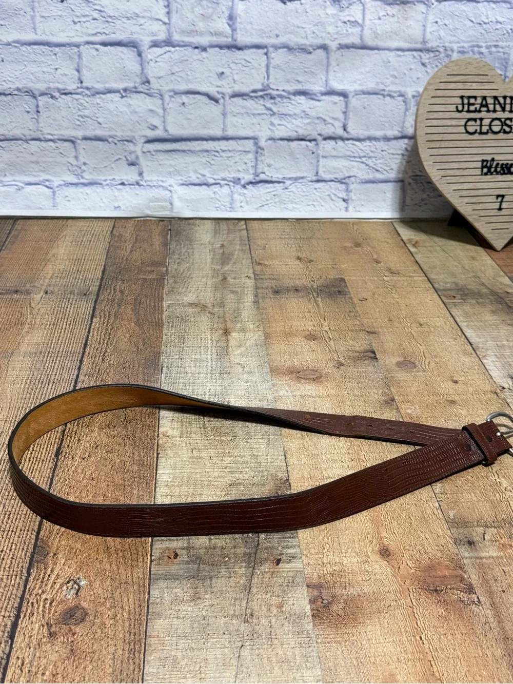 Belt Lizard Grain Cowhide Leather Men's Belt Brown Made in USA Size 40 GUC Pre o